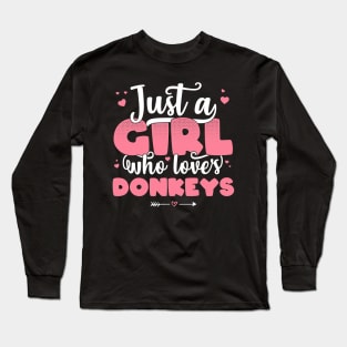 Just A Girl Who Loves donkeys - Cute donkey lover gift graphic Long Sleeve T-Shirt